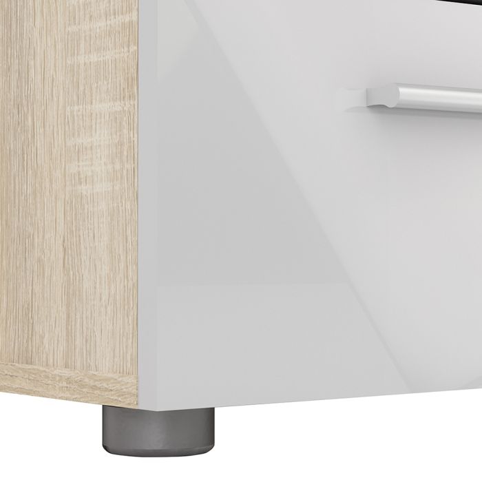 Pepe Bedside 2 Drawers in Oak with White High Gloss - UK