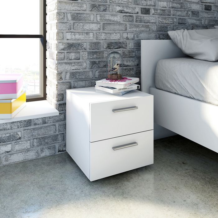 Pepe Bedside 2 Drawers in White - UK