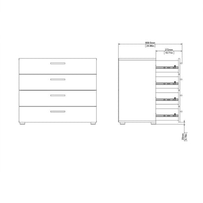 Pepe Chest of 4 Drawers in Walnut - UK