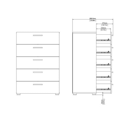 Pepe Chest of 5 Drawers in Black - UK