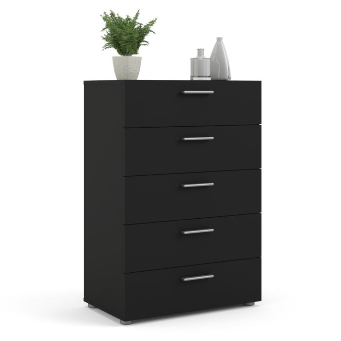 Pepe Chest of 5 Drawers in Black - UK