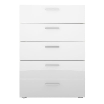 Pepe Chest of 5 Drawers in Oak with White High Gloss - UK