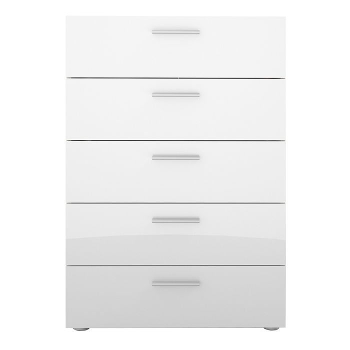 Pepe Chest of 5 Drawers in Oak with White High Gloss - UK