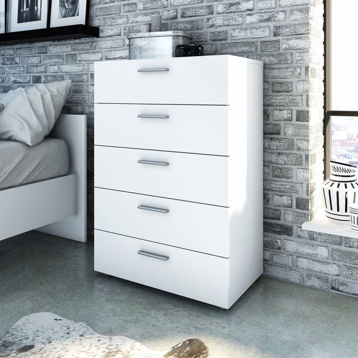 Pepe Chest of 5 Drawers in White - UK