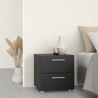 Pepe Package - Bedside 2 Drawers + Chest of 4 Drawers + Wardrobe with 2 doors in Black - UK