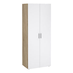 Pepe Package - Bedside 2 Drawers + Chest of 4 Drawers + Wardrobe with 2 doors in Oak with White High Gloss - UK