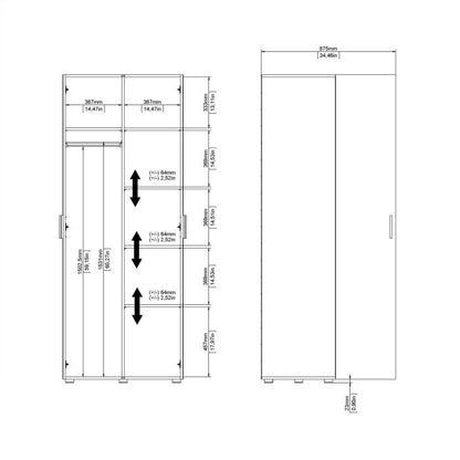 Pepe Wardrobe with 2 doors in Black - UK