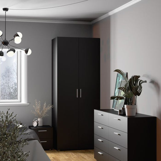 Pepe Wardrobe with 2 doors in Black - UK