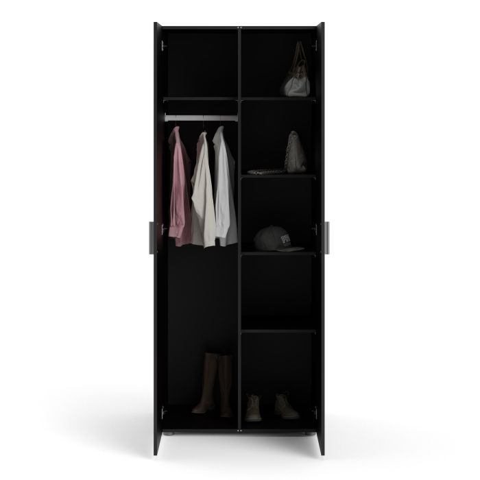 Pepe Wardrobe with 2 doors in Black - UK