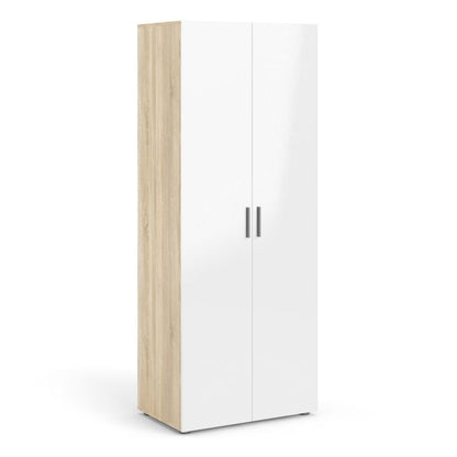 Pepe Wardrobe with 2 doors in Oak with White High Gloss - UK