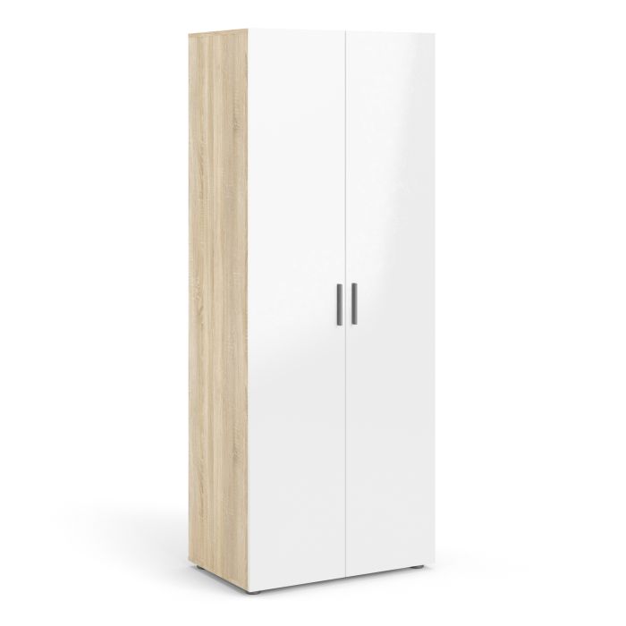 Pepe Wardrobe with 2 doors in Oak with White High Gloss - UK