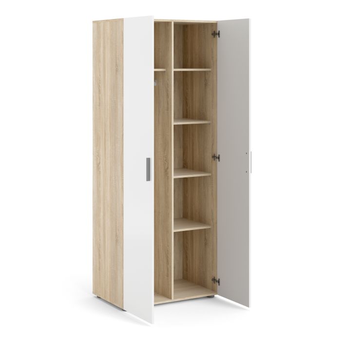 Pepe Wardrobe with 2 doors in Oak with White High Gloss - UK