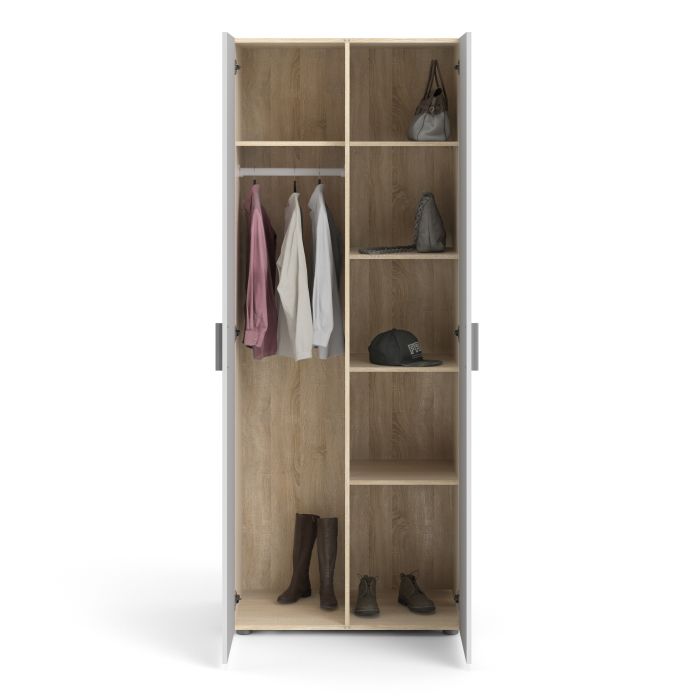 Pepe Wardrobe with 2 doors in Oak with White High Gloss - UK