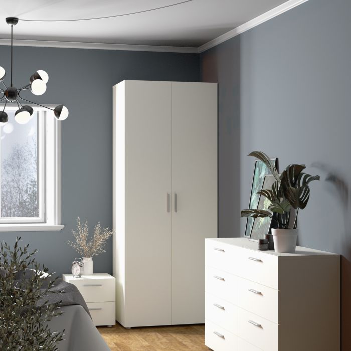 Pepe Wardrobe with 2 doors in White woodgrain - UK