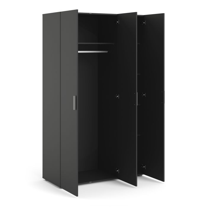 Pepe Wardrobe with 3 doors in Black - UK