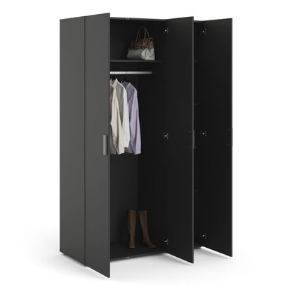 Pepe Wardrobe with 3 doors in Black - UK