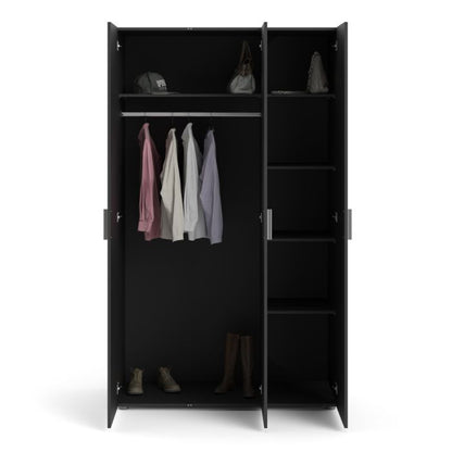 Pepe Wardrobe with 3 doors in Black - UK