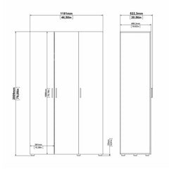 Pepe Wardrobe with 3 doors in Oak with White High Gloss - UK