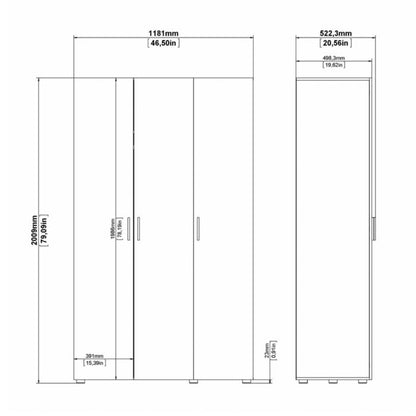 Pepe Wardrobe with 3 doors in White - UK