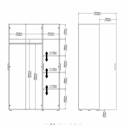 Pepe Wardrobe with 3 doors in White - UK