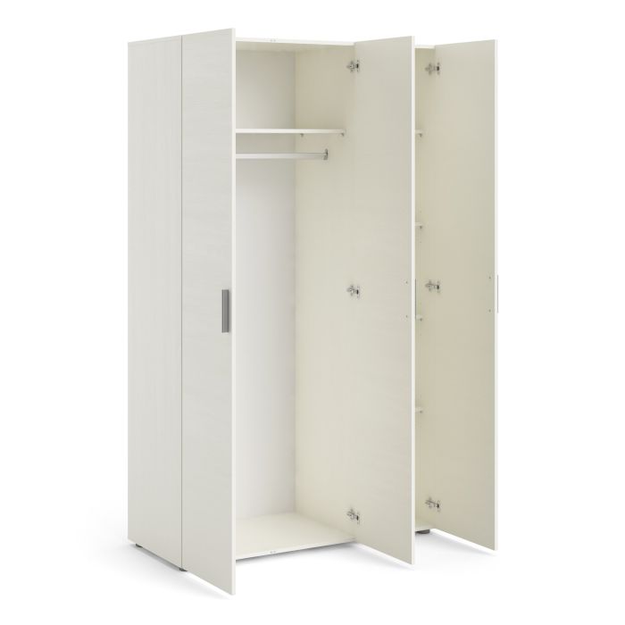 Pepe Wardrobe with 3 doors in White woodgrain - UK