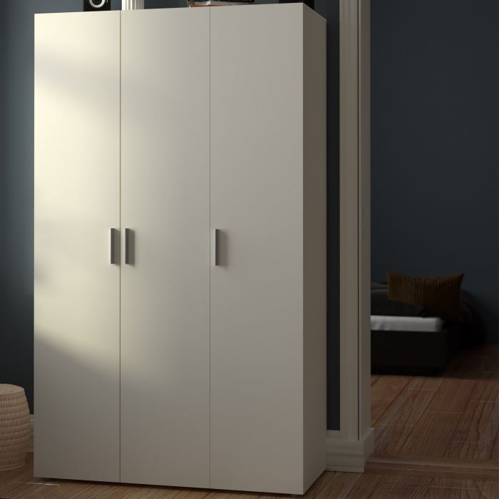 Pepe Wardrobe with 3 doors in White woodgrain - UK