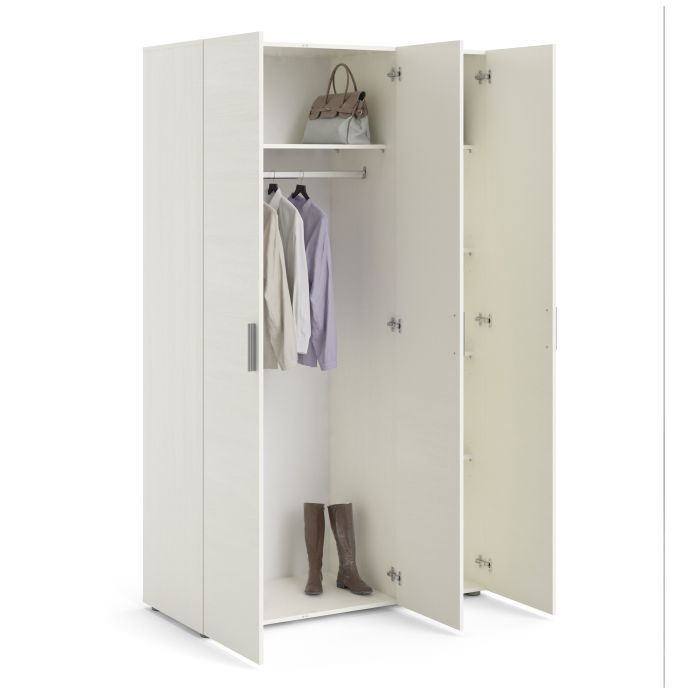 Pepe Wardrobe with 3 doors in White woodgrain - UK