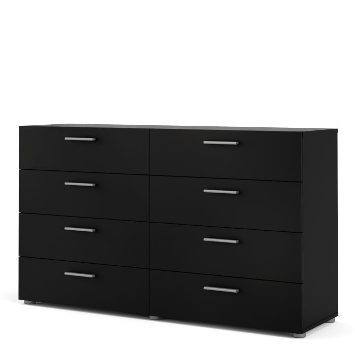 Pepe Wide Chest of 8 Drawers (4+4) in Black - UK