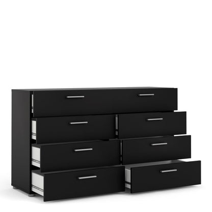 Pepe Wide Chest of 8 Drawers (4+4) in Black - UK
