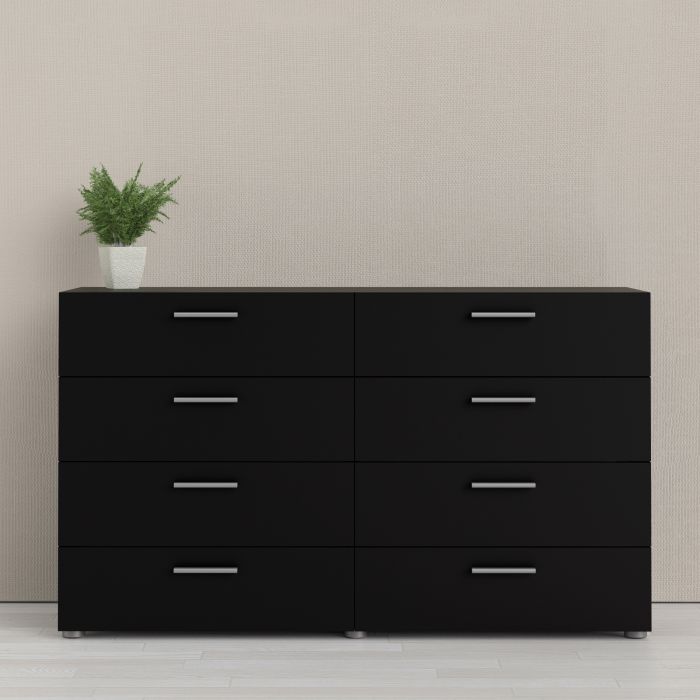 Pepe Wide Chest of 8 Drawers (4+4) in Black - UK