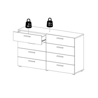 Pepe Wide Chest of 8 Drawers (4+4) in Black - UK
