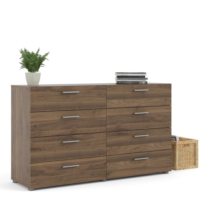 Pepe Wide Chest of 8 Drawers (4+4) in Walnut - UK