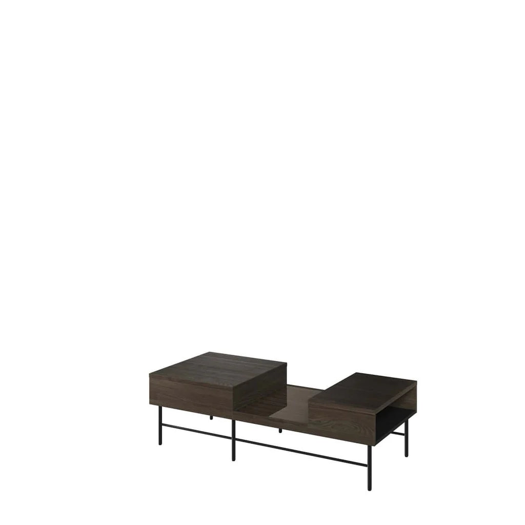 Piemonte Wooden Coffee Table 134cm in Portland Ash and Black With Black Metal Legs