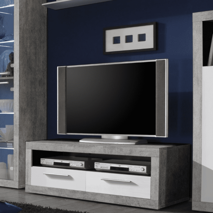 Pietra 120cm TV Cabinet Grey And White Gloss