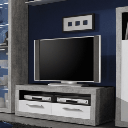 Pietra 120cm TV Cabinet Grey And White Gloss