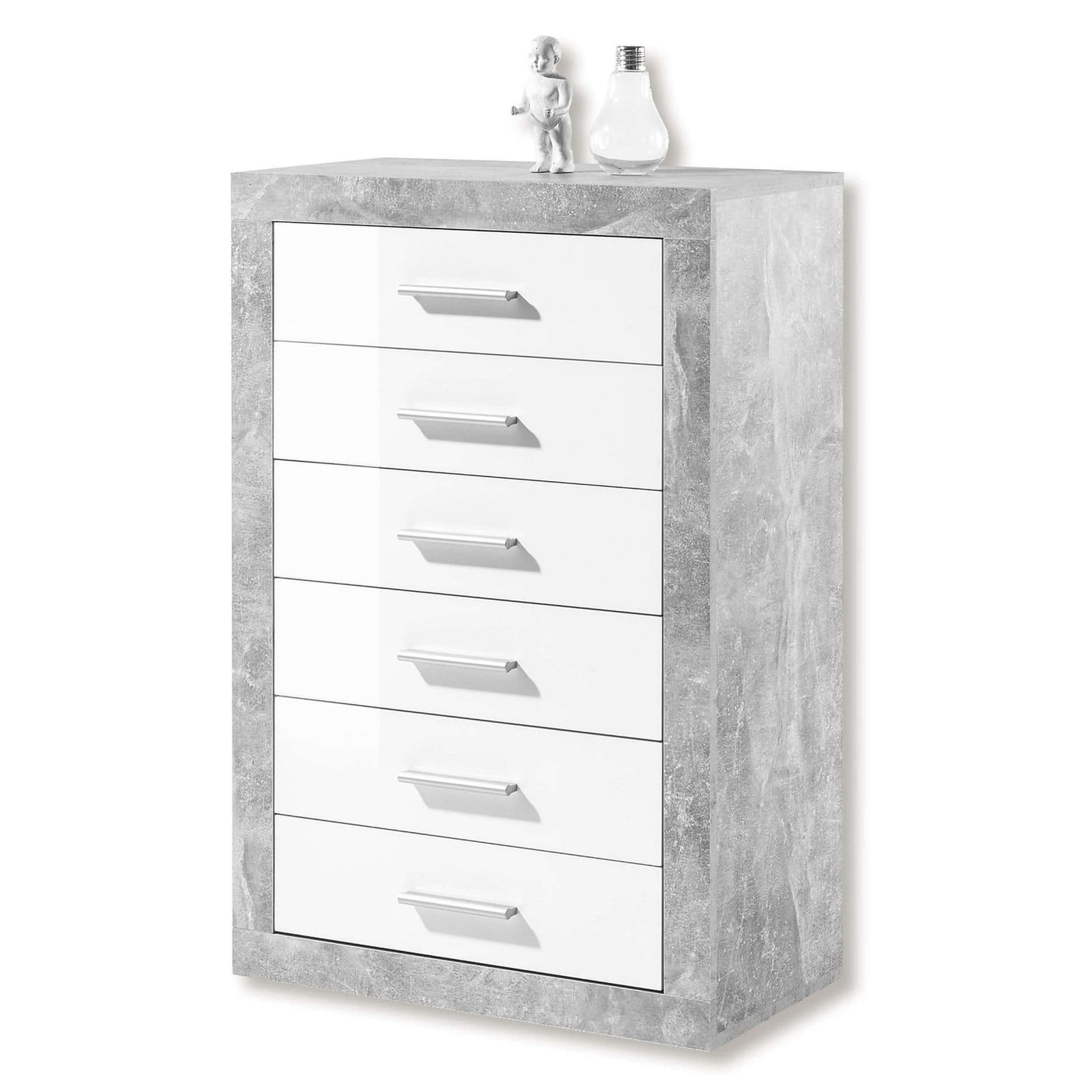Pietra Chest Of 6 Drawers In Grey And White Gloss