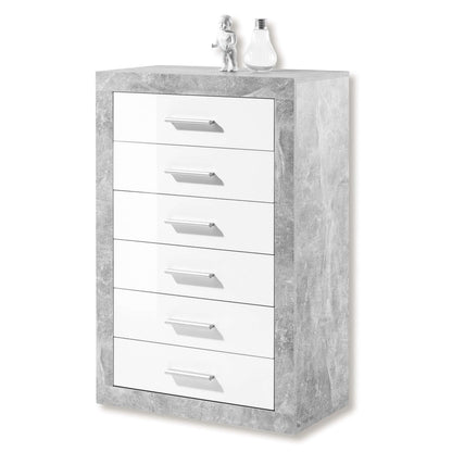 Pietra Chest Of 6 Drawers In Grey And White Gloss
