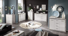 Pietra Large Sideboard Grey And White With 2 Door and 3 Drawers