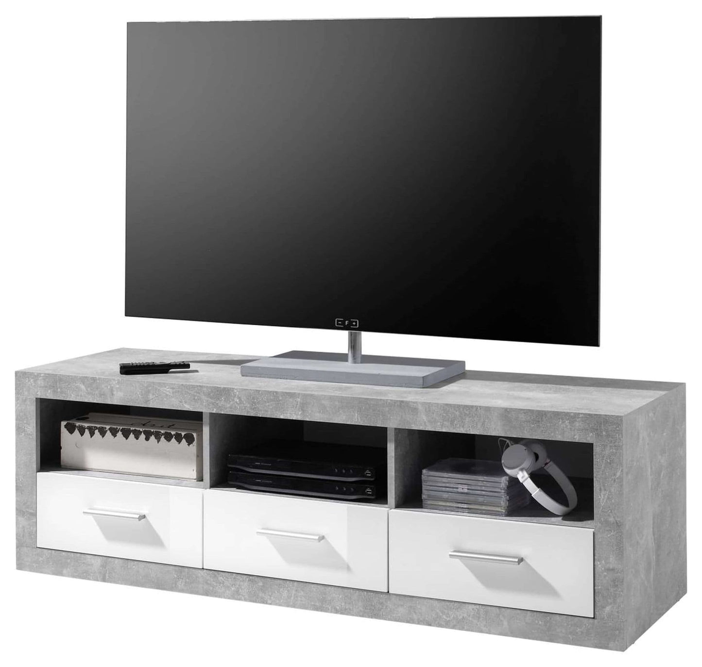 Pietra Large TV Cabinet Grey And White Gloss