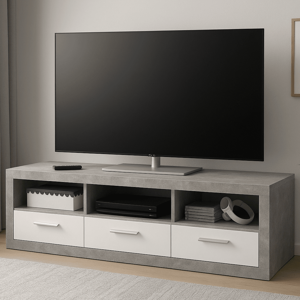 Pietra Large TV Cabinet Grey And White Gloss