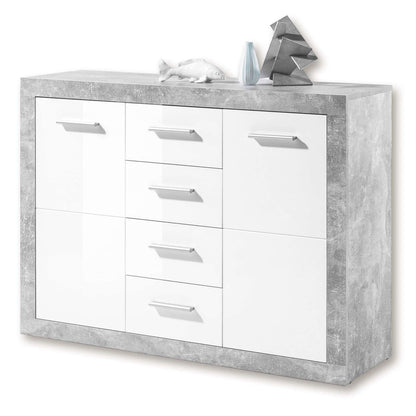 Pietra Sideboard Grey And White Gloss 2 Ddoor 4 Drawers