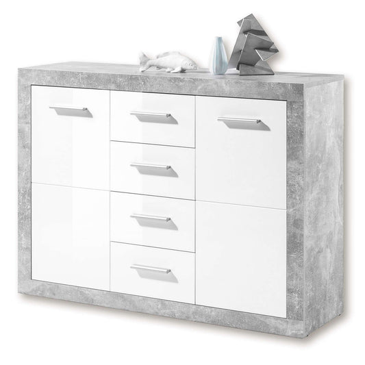 Pietra Sideboard Grey And White Gloss 2 Ddoor 4 Drawers
