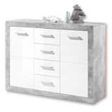 Pietra Sideboard Grey And White Gloss 2 Ddoor 4 Drawers