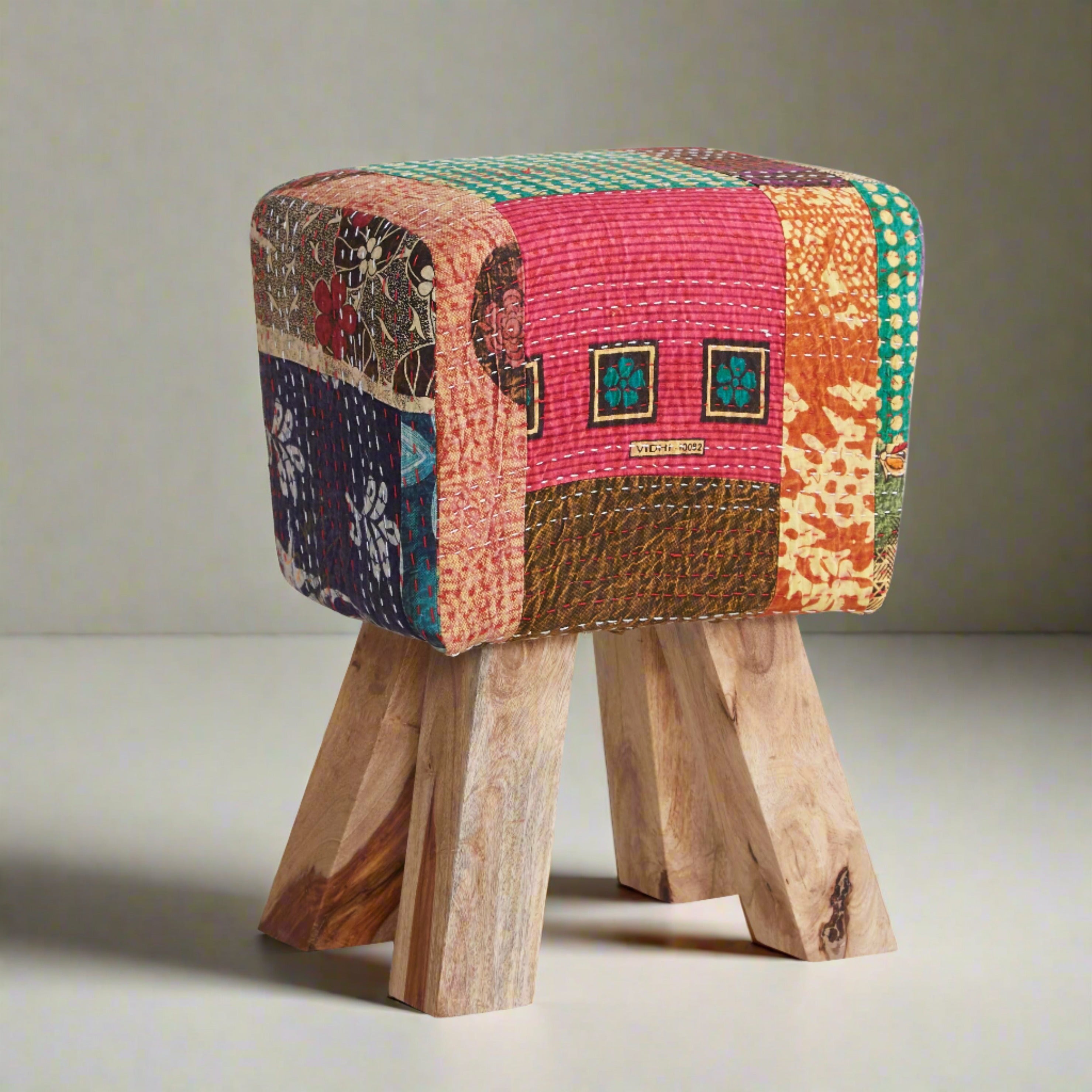 Multi Colour Fabric Stool - UK