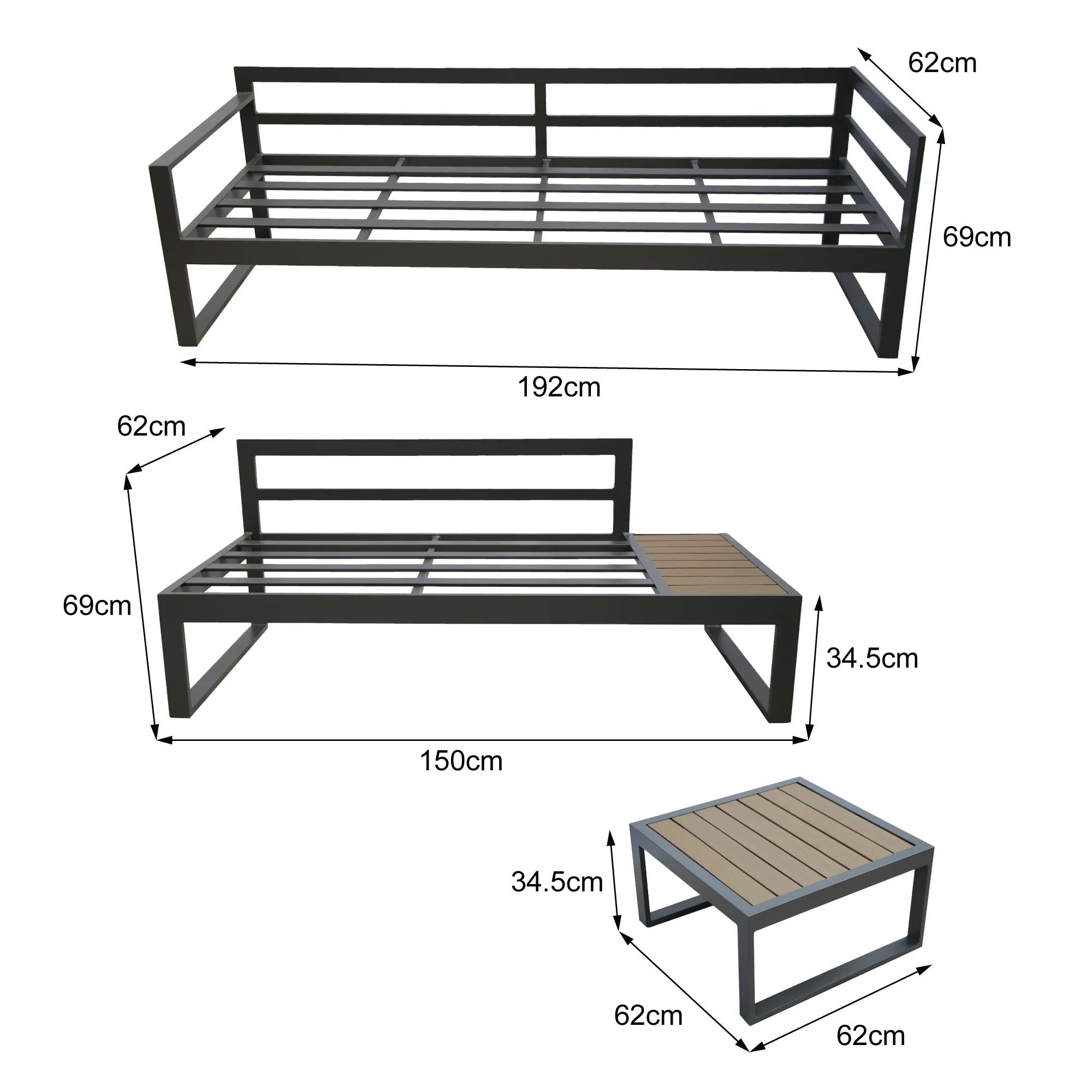 Positano 5 Seater (LH) Outdoor Aluminium Sofa Set With Coffee Table