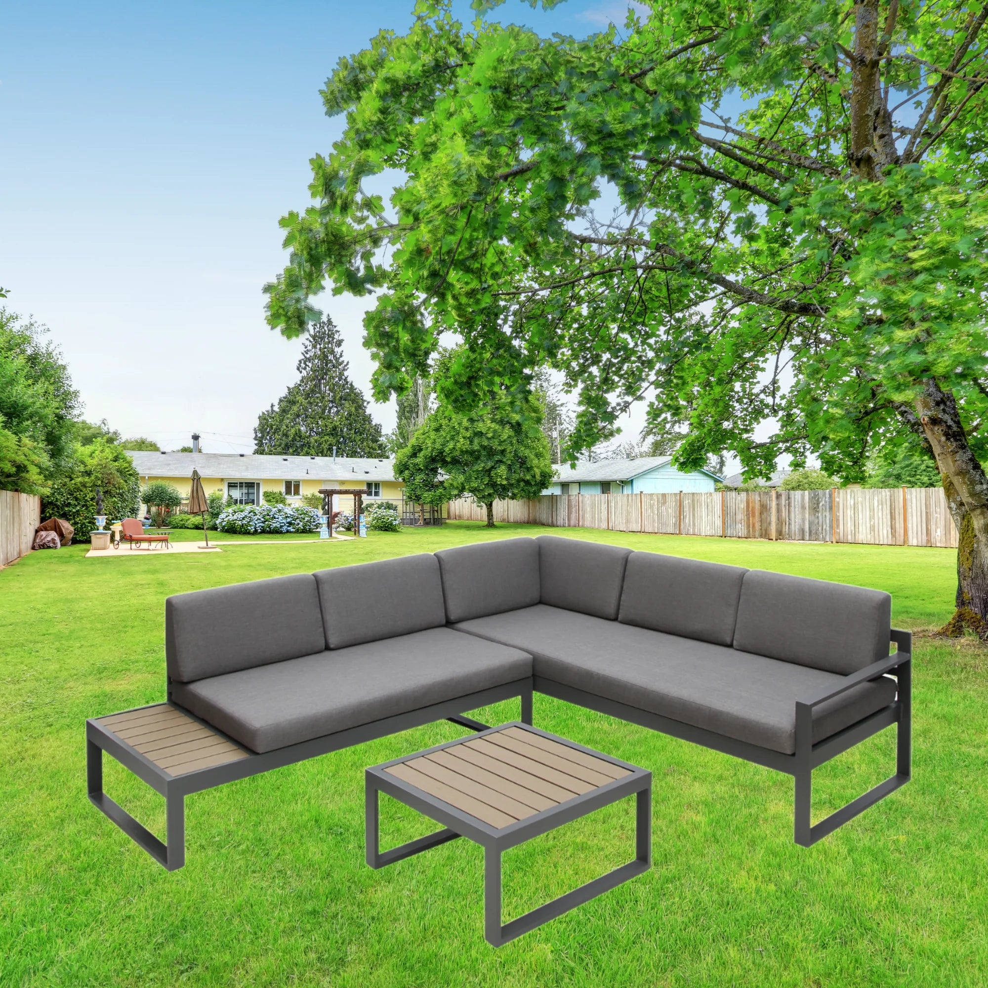 Positano 5 Seater (RH) Outdoor Aluminium Sofa Set With Coffee Table