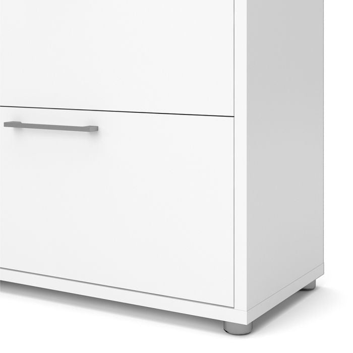 Prima Bookcase 1 Shelf With 2 Drawers + 2 File Drawers In White - UK