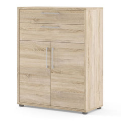 Prima Bookcase 1 Shelf with 2 Drawers and 2 Doors in Oak - UK