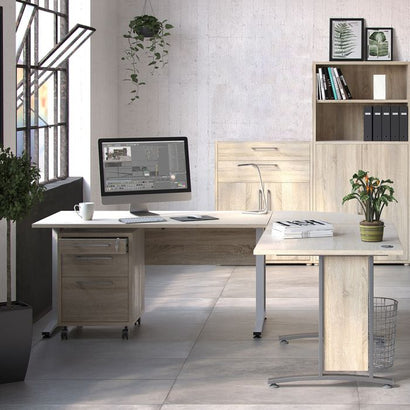 Prima Bookcase 1 Shelf with 2 Drawers and 2 Doors in Oak - UK