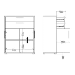 Prima Bookcase 1 Shelf with 2 Drawers and 2 Doors in Oak - UK